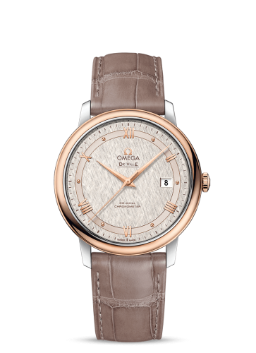 Omega De Ville Prestige Co-Axial 39.5 Stainless Steel / Red Gold / Vintage Silver Silk